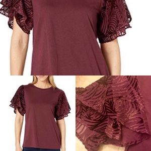 Michael Kors Velvet Flutter Sleeve Tee